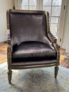 LR - Marge Carlson Emperador Chair - Lilac Velvet, Custom Upholstery