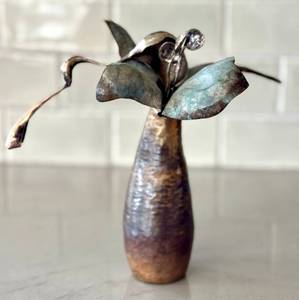 K - Greg Wilbur Blue Blossom - Metal sculpture with Sterling Silver Elements