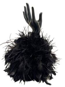 Kate Spade New York Feather Handbag - Black Feathers, Pink Interior, Dust Bag Included