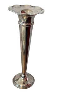 CD - Sterling Weighted Bud Vase - Vintage 8 Tall, Ruffled Rim