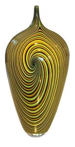 K - Jeff Holmwood Vortex Hand-Blown Glass Sculpture - 13-Inch Tall, Multicolor Spiral
