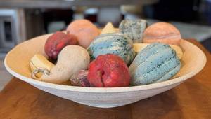 K - Artisan Faux Ceramic Fruit Bowl, Handcrafted Centerpiece