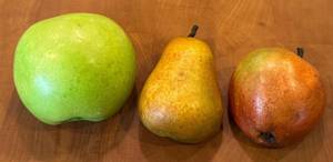 R. Skipper Hand-Carved Fruit Trio - Green Apple, Pear & Red Apple (3 pcs)