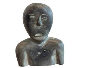 CB - Inuit Hand Carved Stone Bust - Double-Sided