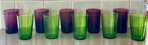 CF - BodaNova Color Glass Tumblers - Purple & Green (Lot of 10)