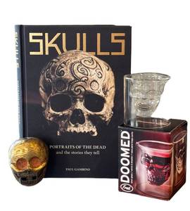 O - Skulls Portraits of the Dead - Paul Gambino Hardcover Doomed Skull Shot Glass Decorative Skull Ornament