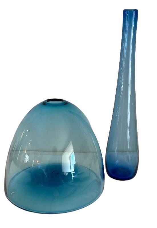 DR - Blue Handblown Art Glass Vases - 9in & 15in (Set of 2)