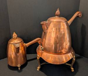 DR - Vintage John C Moore Copper Coffee Pot and Creamer