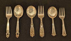 KN - Vintage S Kirk & Son Sterling Westmorland Child Fork & Spoon Sets, 4.5 in Long (Lot of 3)