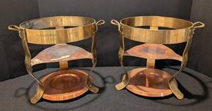 DR - Copper Chafing Holders - Pair, Engraved Susan and Michael, 1981