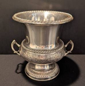 K - Vintage Mappin & Webb Ltd Silver Plated Copper Urn - Floral Engraving