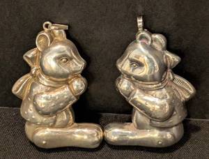 KN - Pair of Sterling Silver Bear Ornaments