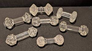 Crystal Knife Rests - Vintage Clear Cut-Glass, 5 in Long (Lot of 7)