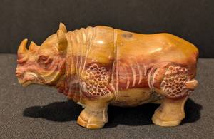 K - Hand Carved Stone Rhinoceros Figurine
