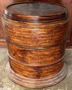 G - Chinese Wedding Basket - Large Woven Bamboo Basket, 24 x 23 in, Light Wear