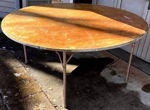 G - Round Folding Table - 60-Inch Diameter, 29-Inch High, Wooden Top, Metal Frame