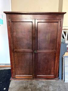 G- Antique Two Door Wooden Cabinet with Grid Interior