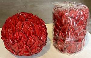G - Red Leaf Candles - Round Ball