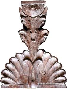 G - Vintage Carved Wood Architectural Corbel - Shell Motif,