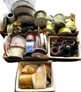 G - Ribbon Assortment - Mixed Satin, Metallic and Grosgrain Spools in Assorted Colors