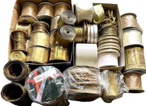 G- White & Gold Ribbon Collection - Assorted Spool Rolls