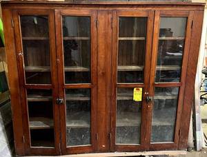 G- Antique Wooden Cabinet with Glass Doors