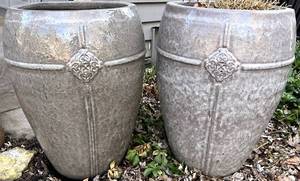 O - Pair of 25 in Ceramic Glazed Planters