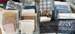 LR - Table Linens - Assorted Sizes with Napkins, Lace & Fabric Pieces