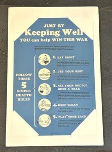 LR - Keeping Well Poster - 5 Health Rules Eat Right, Rest, See Doctor, Keep Clean, Play