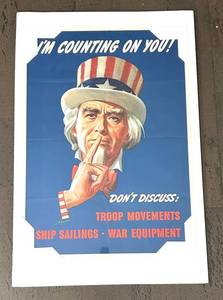 LR - Office of War Information Poster - Im Counting on You Dont Discuss Troop Movements (20 x 28 inches)