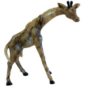 DR - Giraffe Hand-Carved Marble Stone Statue - 9 Inches Tall