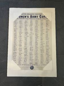 LR - WWII U.S. Army Womens Army Corps Recruitment Poster 17x25 Inches
