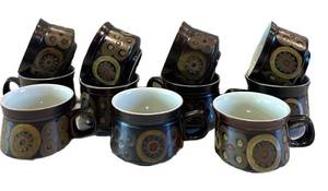 K - Vintage 1960s Denby Arabesque Tea Cups (Lot of 11)
