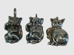 DR - (3) Sterling Silver Cat Pendants