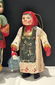 DR - House of Hatten 1989 Hand-Painted Wooden Folk Art Couple Figures - 2-Piece Set