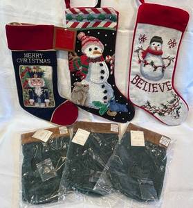 LR - 18-Inch Christmas Stockings & Velvet Wine Bags (Lot of 6)