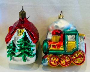 DR - Glass House & Train Christmas Ornaments (Set of 2)