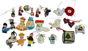 DR - Vintage Wooden Christmas Ornaments - Hand-Painted Figures, 3 Inches Tall, Assorted
