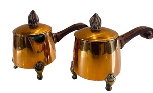 LR - J. C. Moore (CA) Copper Coffee Sugar and Creamer Set