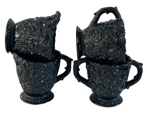 DR - Westmoreland Twig & Leaf Creamer & Sugar Set (Set of 4) - Vintage Glass