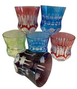 DR - Waterford Crystal 4 Lowball Glasses - Mixed Colors (Lot of 6)