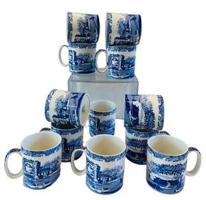 DR - Spode Italian Blue & White Mugs