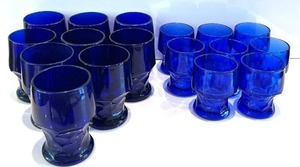 DR - Viking Georgian Blue Glass Tumblers - Mid-Century (Lot of 18)