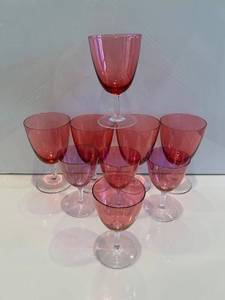 DR - Wine Glasses - Pink Tint Stemware, 6-Inch Tall Goblets  Cranberry Glass Stemware