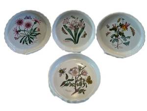 DR - Set of Four Botanical Ceramic Plates - Gazania Ringens, Amaryllis Belladonna, Aquilegia Gracilis, Rosa Canina
