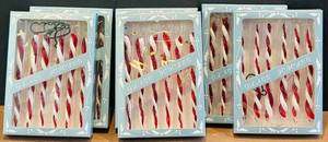 LR - Twisted Red & White Icicle Glass Ornaments - Candy Cane Style for Christmas Tree