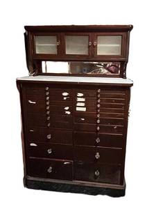 FC - Vintage Dentist Cabinet with Glass-Front Upper Hutch