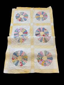 k - Vintage Dresden Plate Patchwork Quilt - 87 x 35 in