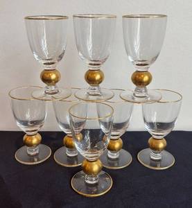DR - Set of Eight Classic Touch Gold Tone Ball Stemware