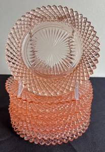DR - Set of 8 Vintage Anchor Hocking Miss America Pink Depression Glass Plates